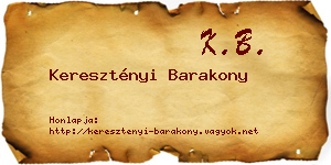 Keresztényi Barakony névjegykártya